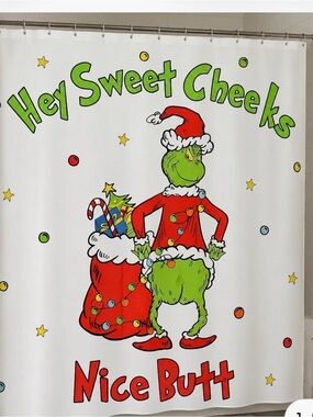 Grinch 'Hey Sweet Cheeks Nice Butt' Holiday Shower Curtain